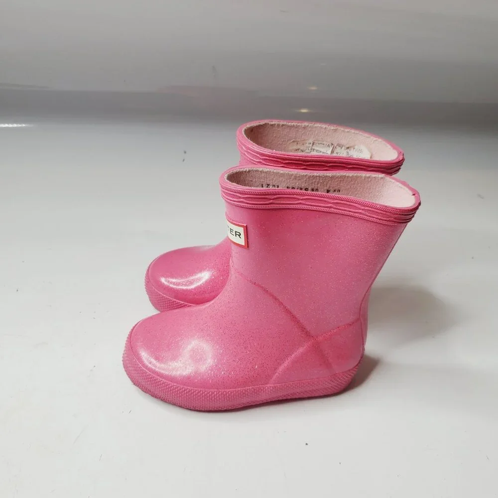 Hunter Girl's Pink Round‎ Toe Outdoor Casual Rubber Rain Boots Size US 5B